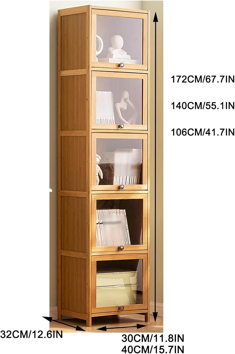 Combohome High Quality Filing Cabinet Cheap Bookshelf Narrow Wooden Bookcase for Sale