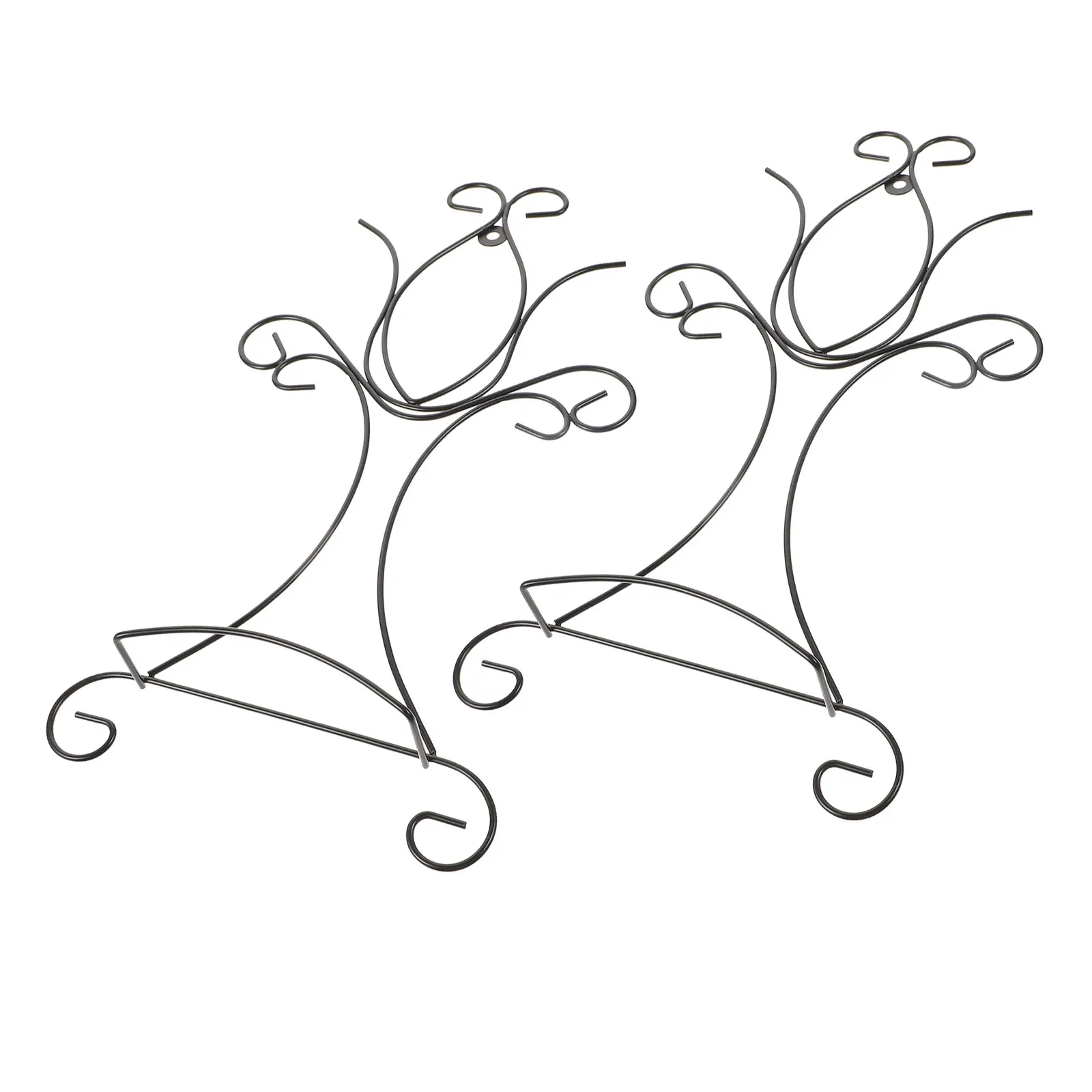 2Pcs Decorative Metal Plate Stand Wall Mounted Black Iron Plate Holder Easel Rack for Ceramic China Dishes