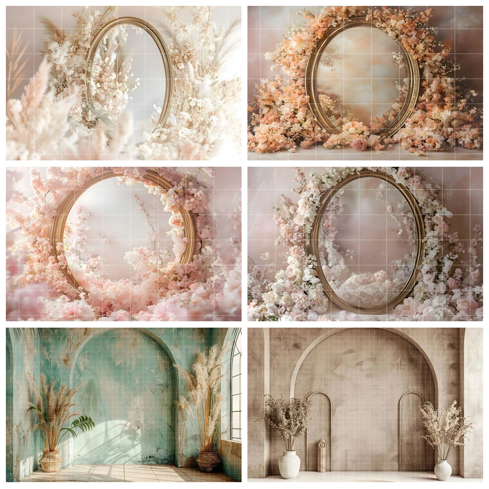 

Hanging Flower Arch Background Boho Room Window Door Drapes Backdrop Children Women Photography Studio Shooting Props