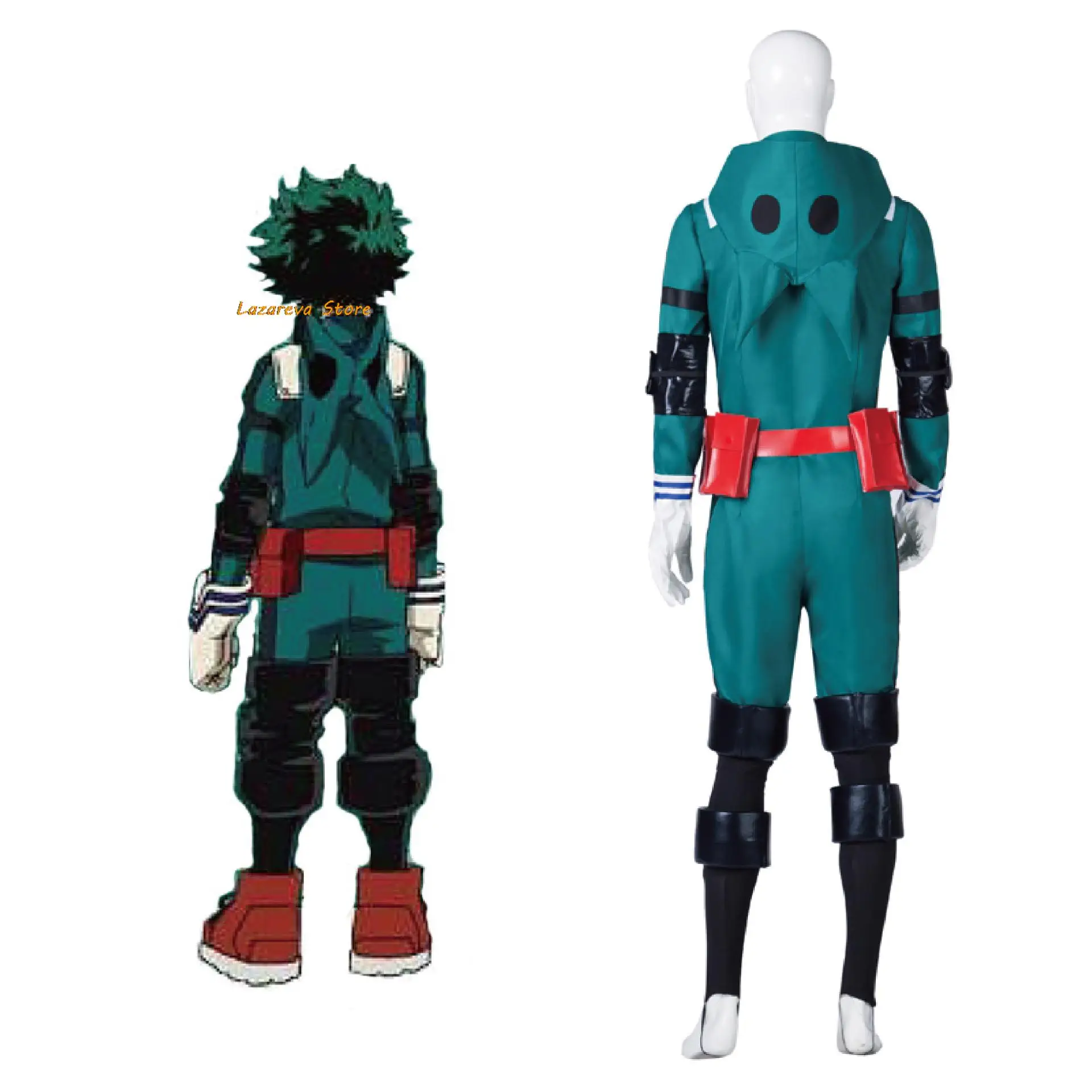 Anime moja akademia Midoriya Izuku przebranie na karnawał osłona twarzy pasek jednoczęściowy odzież czapkę peruka mężczyzna kobieta dorosły kostium na Halloween