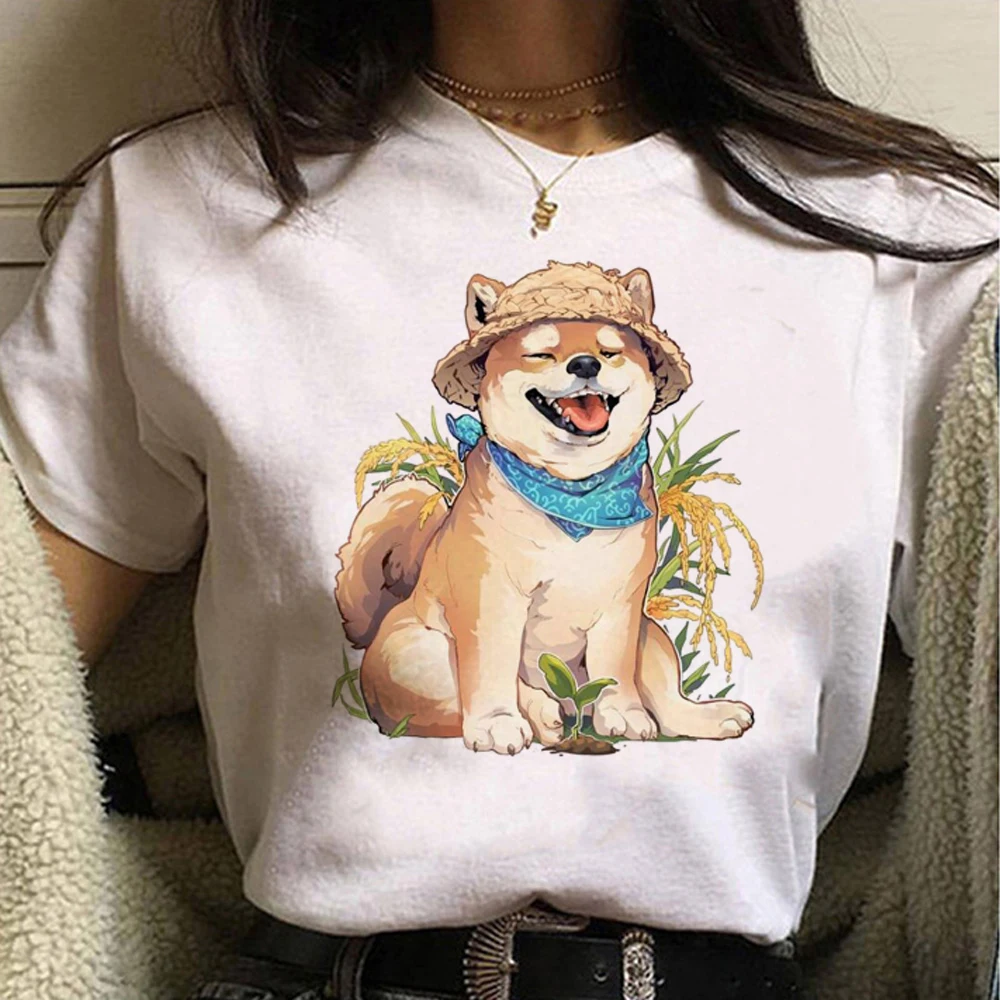 

Shiba Inu tshirt women harajuku comic t-shirts female manga designer streetwear clothing