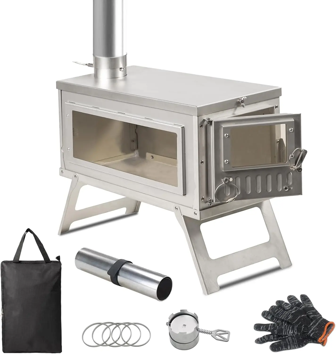 

Сверхлегкая походная печь, портативная дровяная печь для палатки, кемпинга, приготовления пищи на открытом воздухе, охоты, подледной рыбалки, 16,6 дюйма на открытом воздухе W