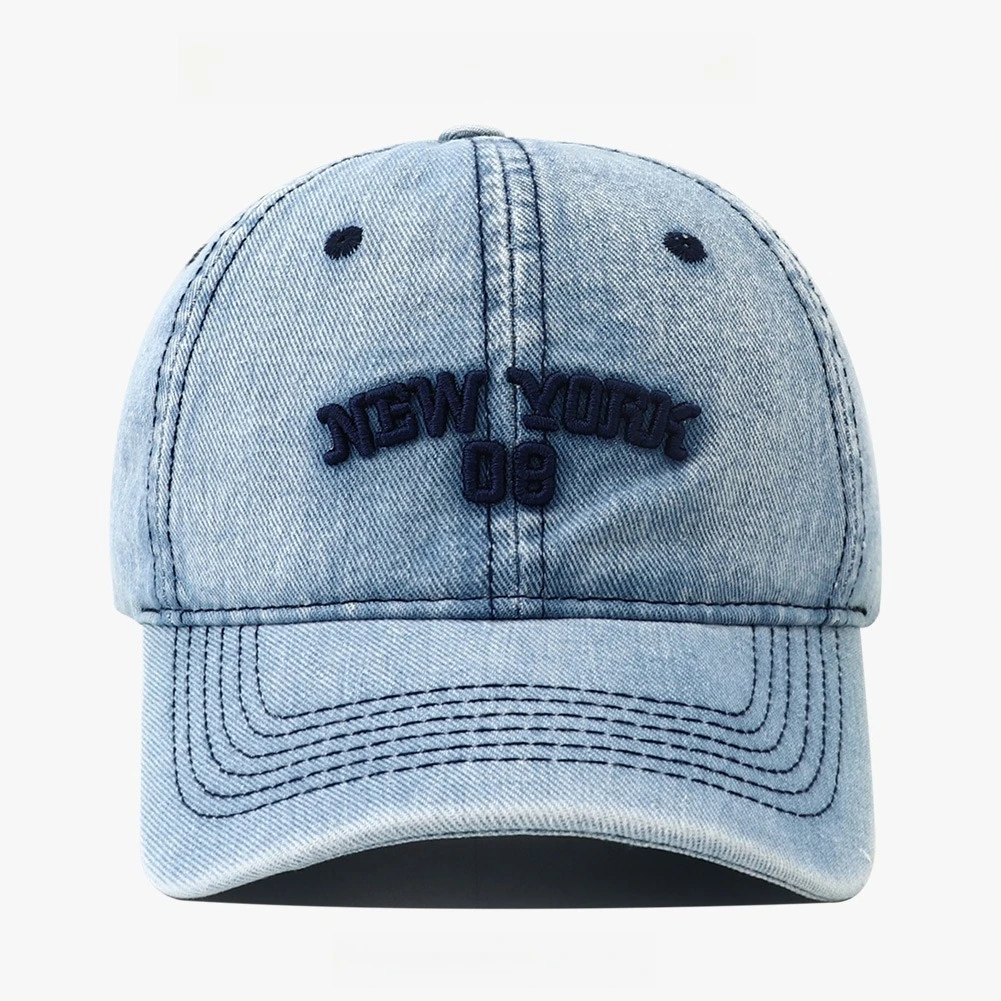 نيويورك التطريز المرأة قبعة 2025 جديد عالية الجودة الدنيم قبعة بيسبول الرجال النسخة الكورية رسالة بسيطة قبعة مطرزة
