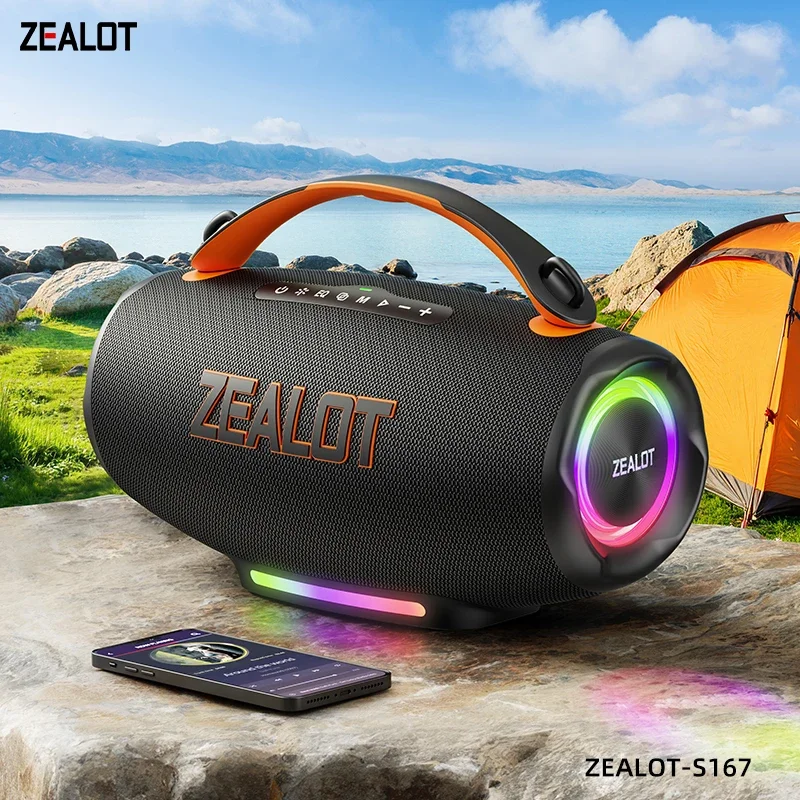 

zealot-s167 100W Portable Bluetooth Speaker Outdoor Speaker Bluetooth 5.4 with IPX6 Waterproof, 12H Playtime,for Camping Hiking