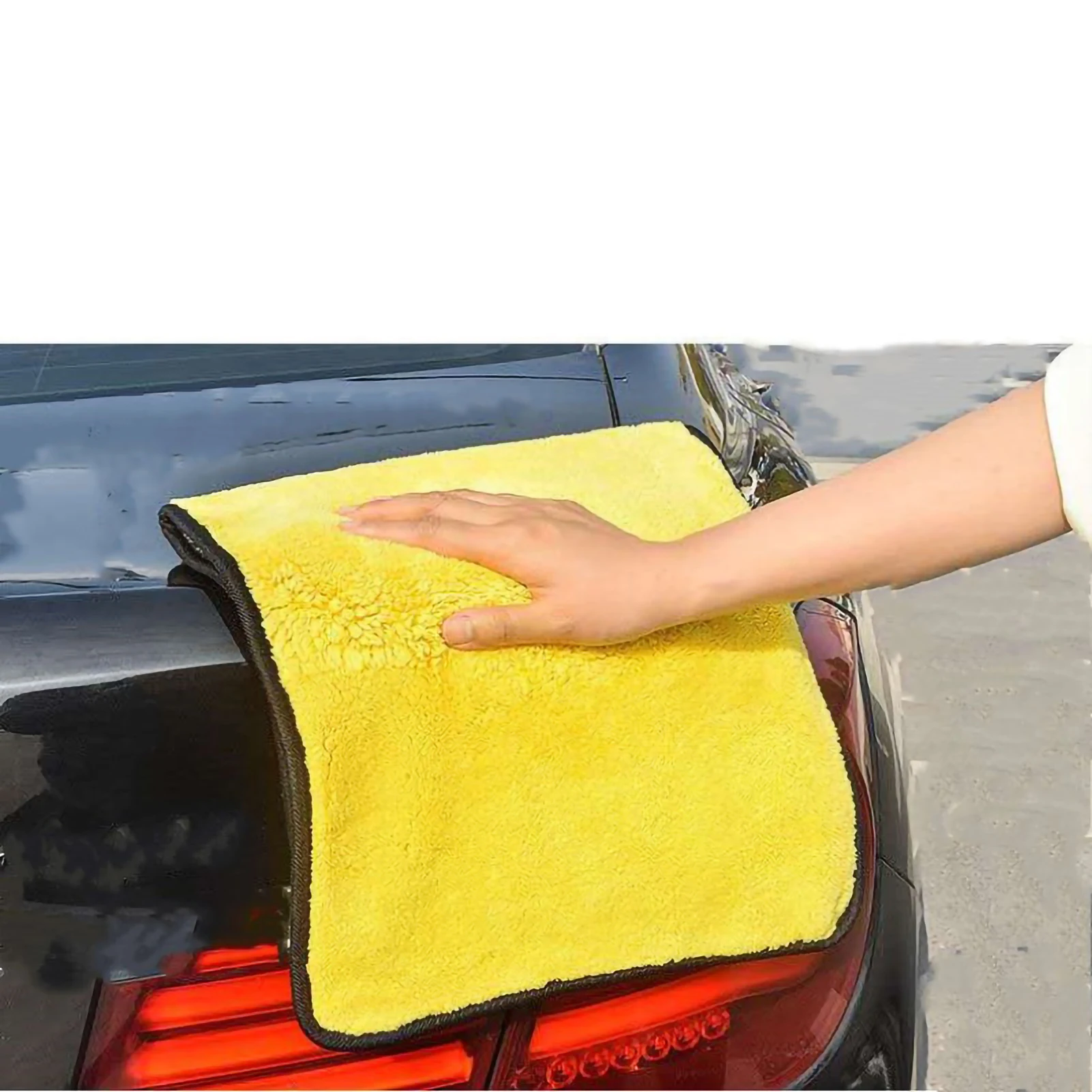 Car Towel Grayish Yellow Double Sided Car Washing Towel Water Absorption Cleaning Cloth Professional Thicken Drying Towel