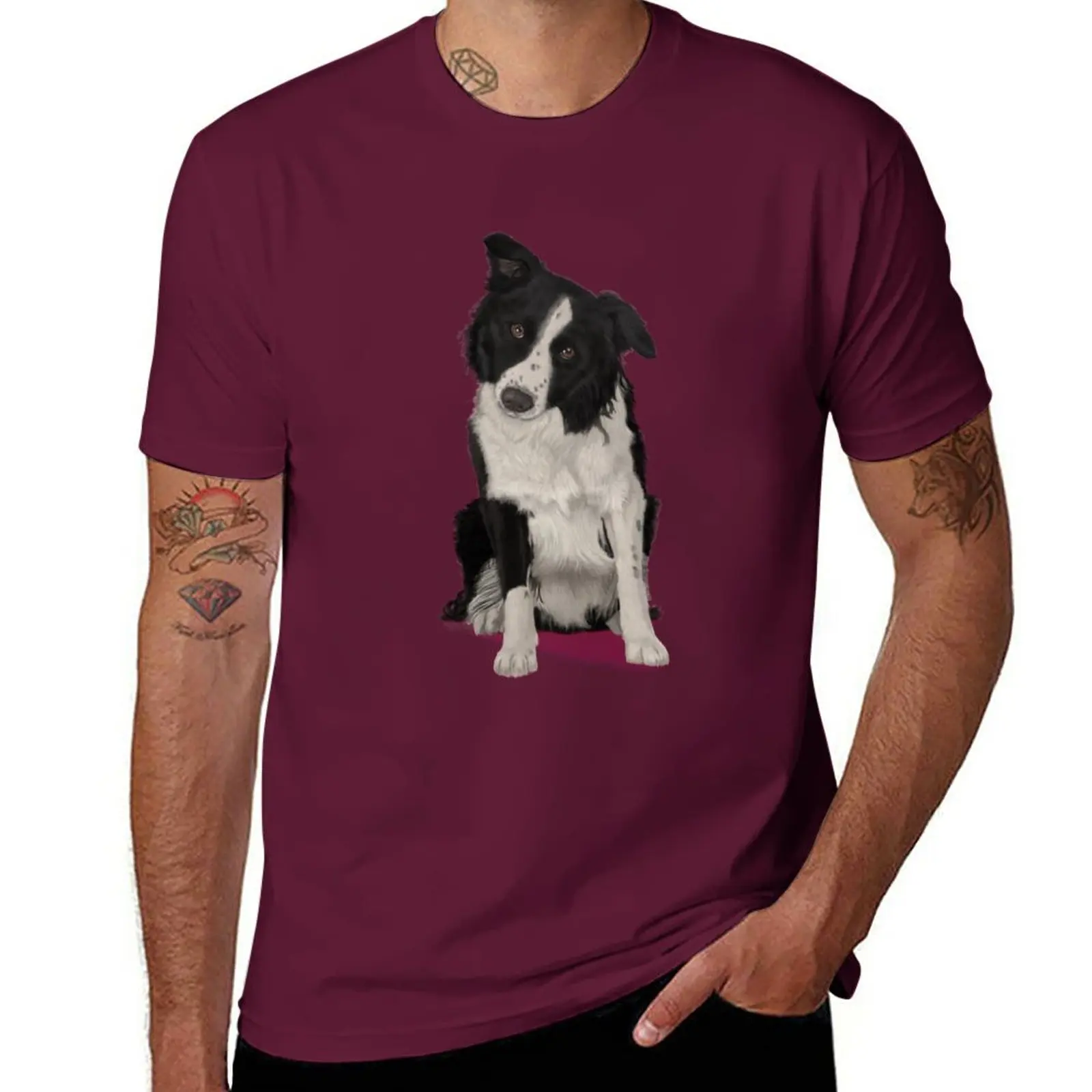 New Border Collie T-Shirt black t shirt custom t shirts plus size t shirts mens graphic t-shirts big and tall