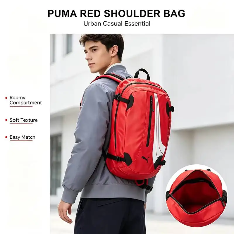 PUMA Mode Hot 22L Medium Backpack New Arrival Red Firm Protective Fabric Training Backpack Laptop School Backpack 092521-02,