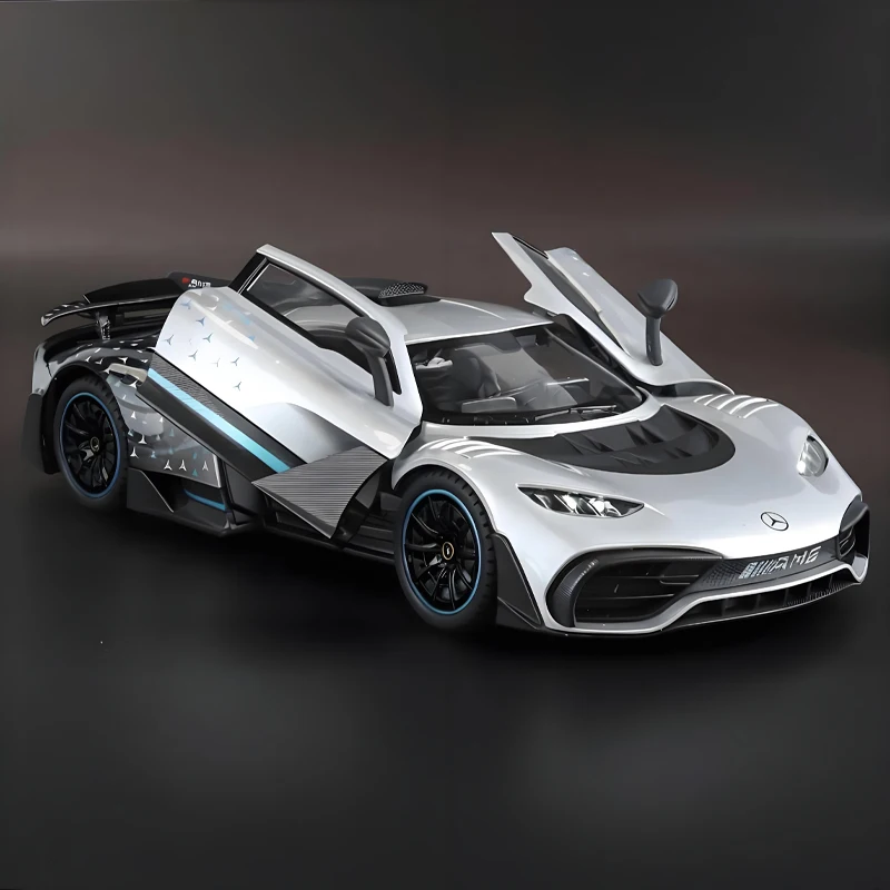 1:18 Mercedes-Benz ONE AMG Supercar Modello di auto muscolare in lega Suono e luce Tirare indietro Giocattolo per bambini da collezione Regalo di compleanno
