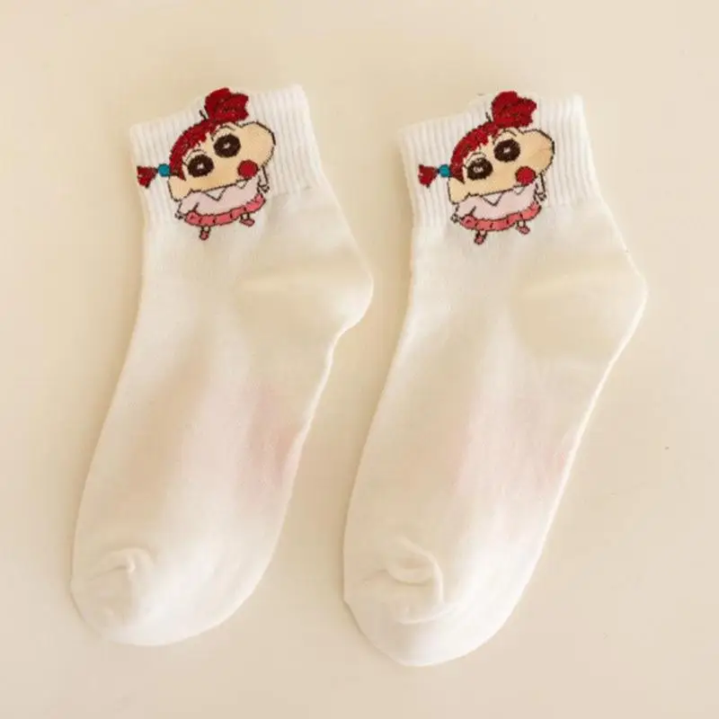 New Kawaii Cute Crayon Shin-Chan Socks Cotton Mid Length Socks College Style Sports Leisure Socks Cute Girl Birthday Gift