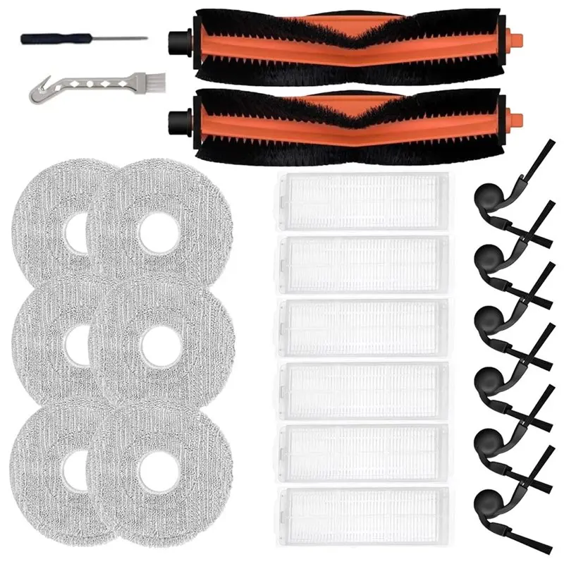 CKFAM-For S40 PRO/OV71GL Robot Vacuum 22Pcs Accessories Kit-Main Side Brush Filter Side Brushes Mop Pads Attachments