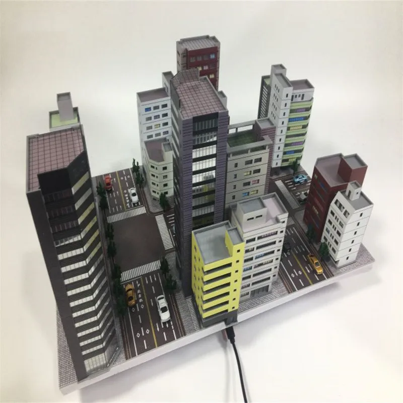 1:300 Scene City Building Sandtischmodell, zusammengebautes Diorama-Layout aus Kunststoff – Detail 11