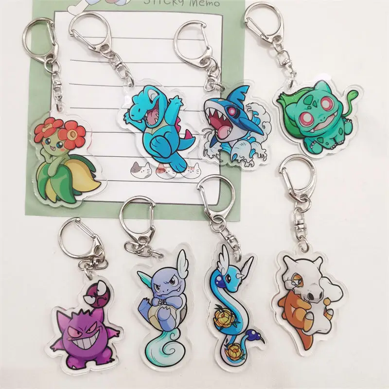 Pokemon Bulbasaur Wartortle Keychain Bags Keyring Pendant Pink White Blacks Doll Key Chain Creative Gift