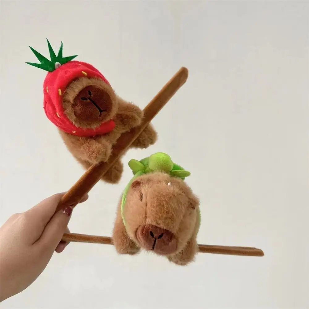 Funny Plush Capybara Slap Bracelets Cartoon Stuffed Dolls Capybara Slap Wristband Interactive Toy for Kids Gift