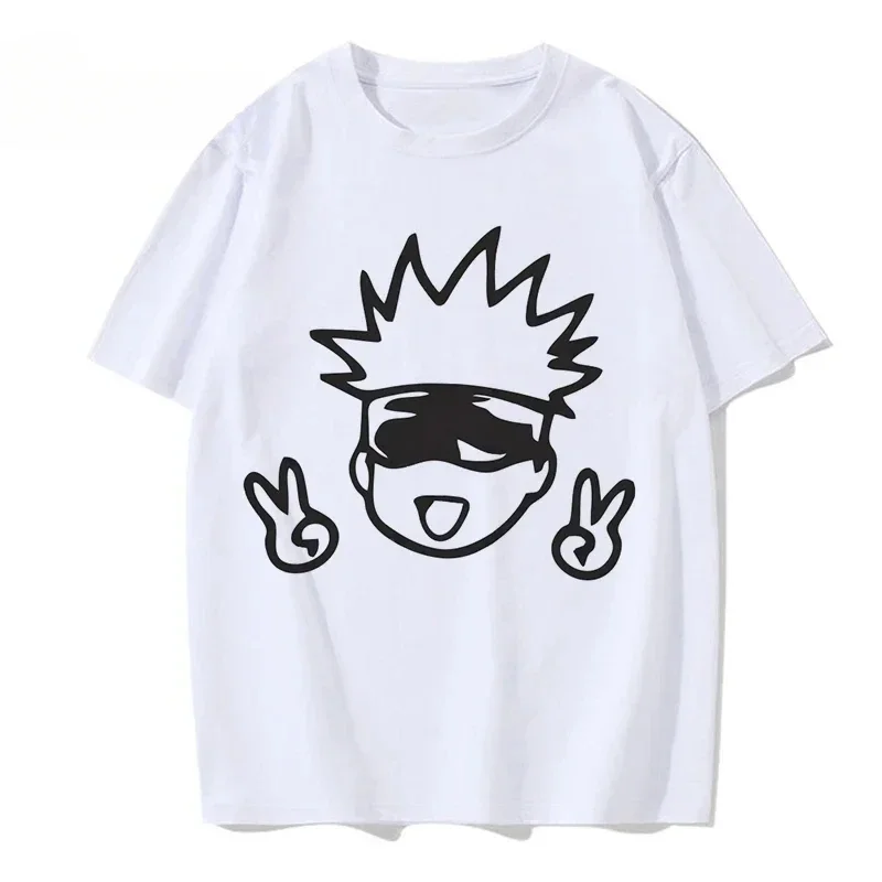 

Summer Japanese anime Juju cartoon boy head print short-sleeved T-shirt, trendy, comfortable and loose top