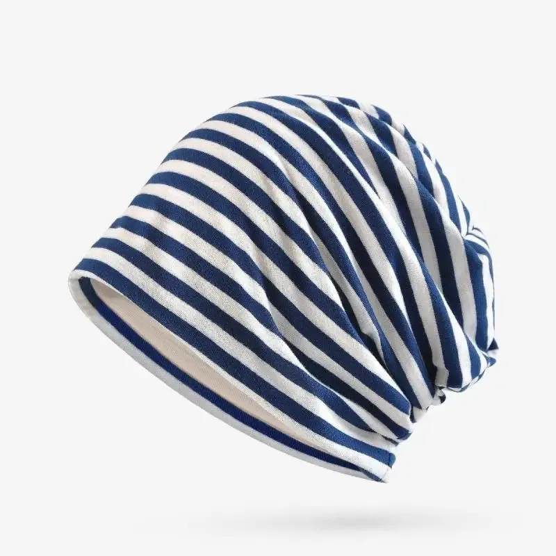 

Auutmn Hats for Women Men Unisex Stripe Beanie Bonnet Femme Sunscreen Breathable Retro Baggy Cap Headwrap Headdress 2025 New
