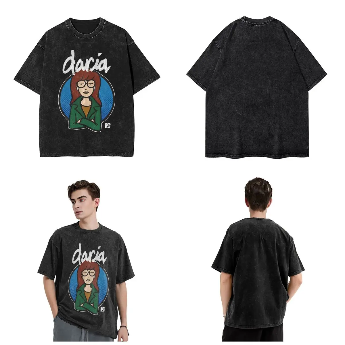 Vintage Wonder Cartoon D-Darias Movie T Shirts Hip Hop Washed Cotton Oversize T-Shirt Bravery Retro Men Women Top Streetwear Tee