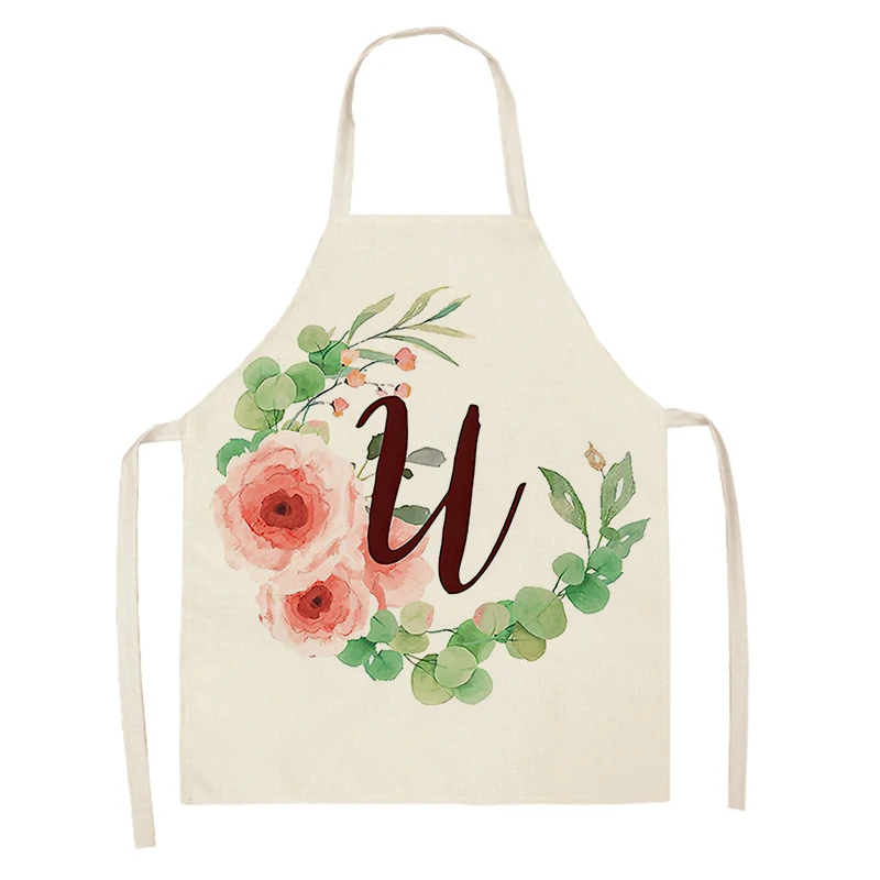 Home wreath Letter Pattern Apron Women Men child Linen Stain Resistant Apron Cooking Household Cleaning Tool Kitchen Utensils