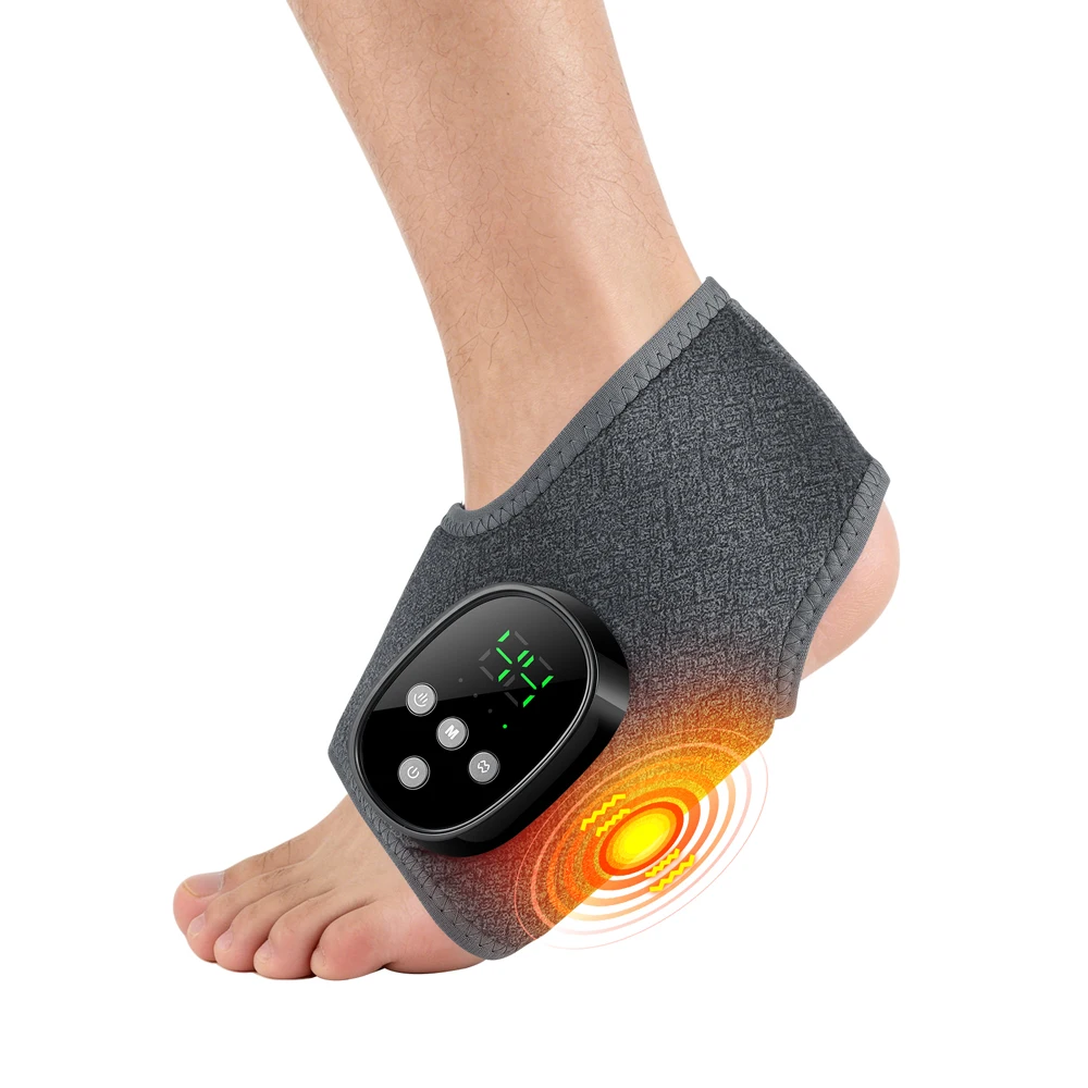 Cordless Electric Foot Massager Can Vibrate and Heat Ankles & Sole, Portable Breathable Bracket Joints Wrap for Relax Ankle