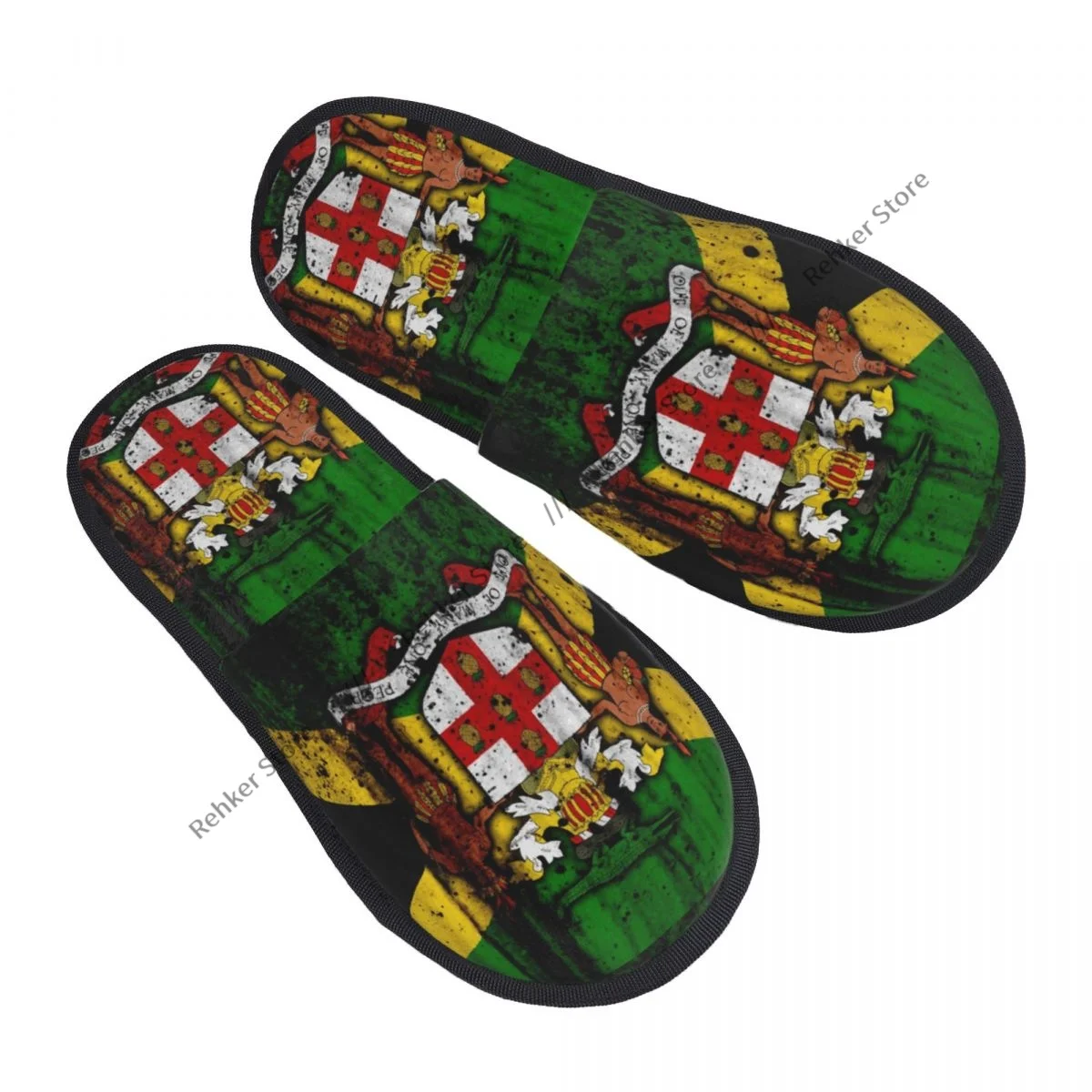 Soft Slippers Jamaican Kingdom Flag Non-Slip Floor Indoor Home Furry Slippers Shoes For Bedroom