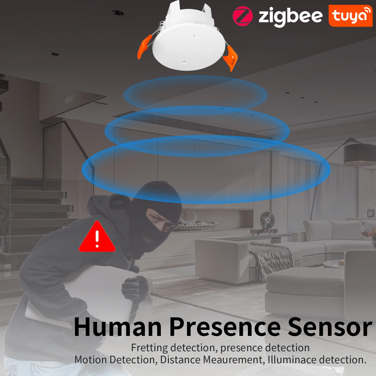 Tuya WiFi/ZigBee Smart Human Presence Detector Millimeter Wave Radar Detection Sensor for Home Security and Energy Conservation