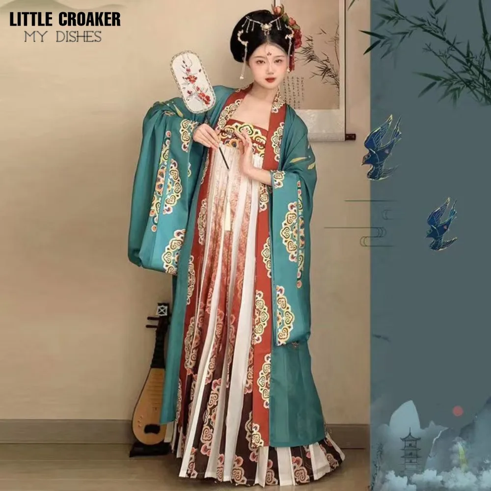 

China Clothes Han Fu Dress Chinese Coat Women Black Red Green Tang Dynasty Hanfu Ancient Traditional Chinese Costume