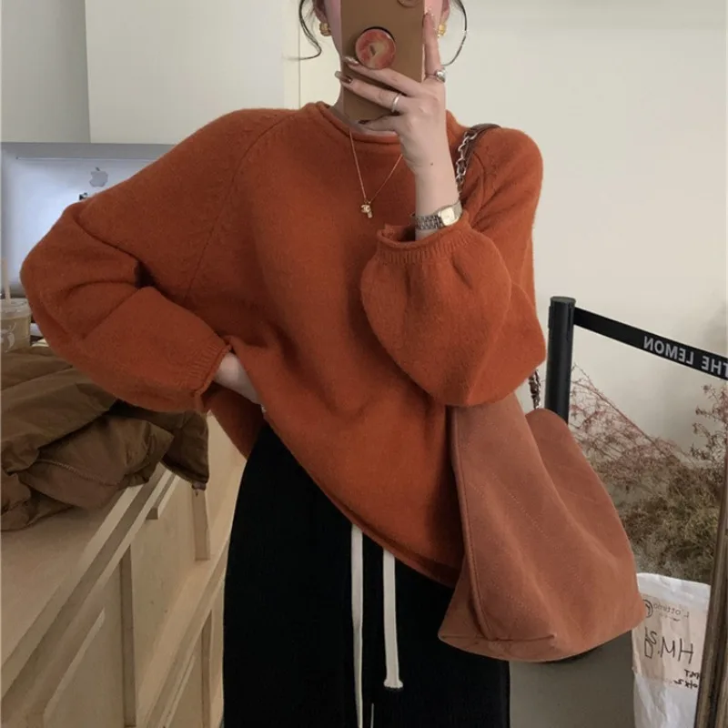 2025 automne et hiver frais, doux, à la mode Style fille sweat à capuche tricoté col rond décontracté chaud à manches longues pull pull