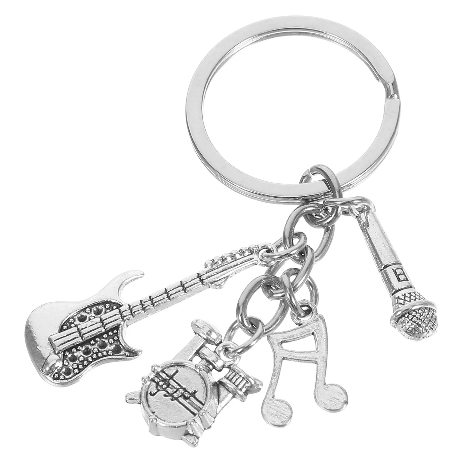 

Music Keychain Zinc Alloy Creative Metal Guitar Microphone Gifts Music Lovers Accessories Vintage Recorder Trendy Packaging Box