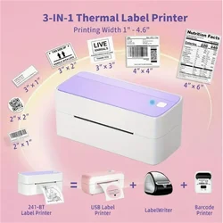 PHOMEMO 241BT purple small heating label printer 4x6 inch portable wireless wireless suitable for family office business use