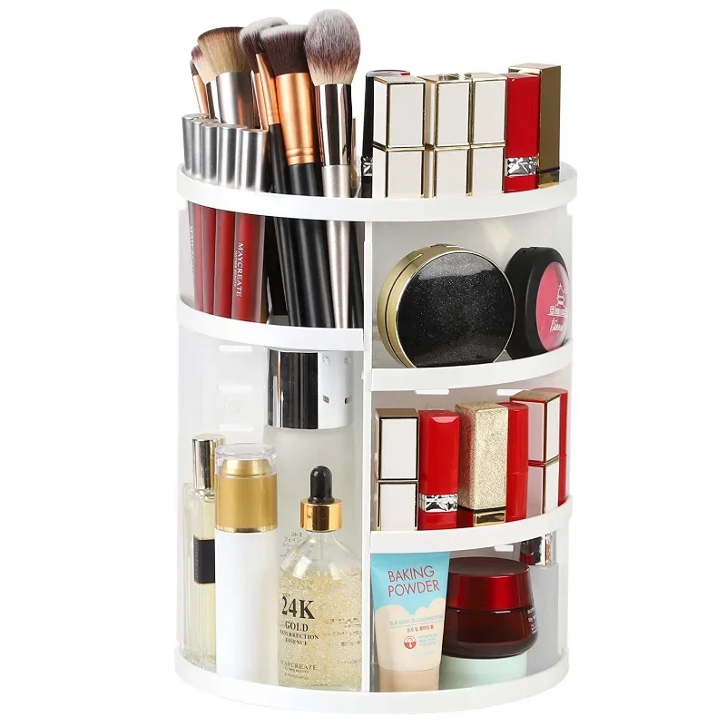 Fashion 360-degree Rotating Makeup Organizer Box Brush Holder Jewelry Organizer Case Jewelry Makeup Cosmetic Storage Box