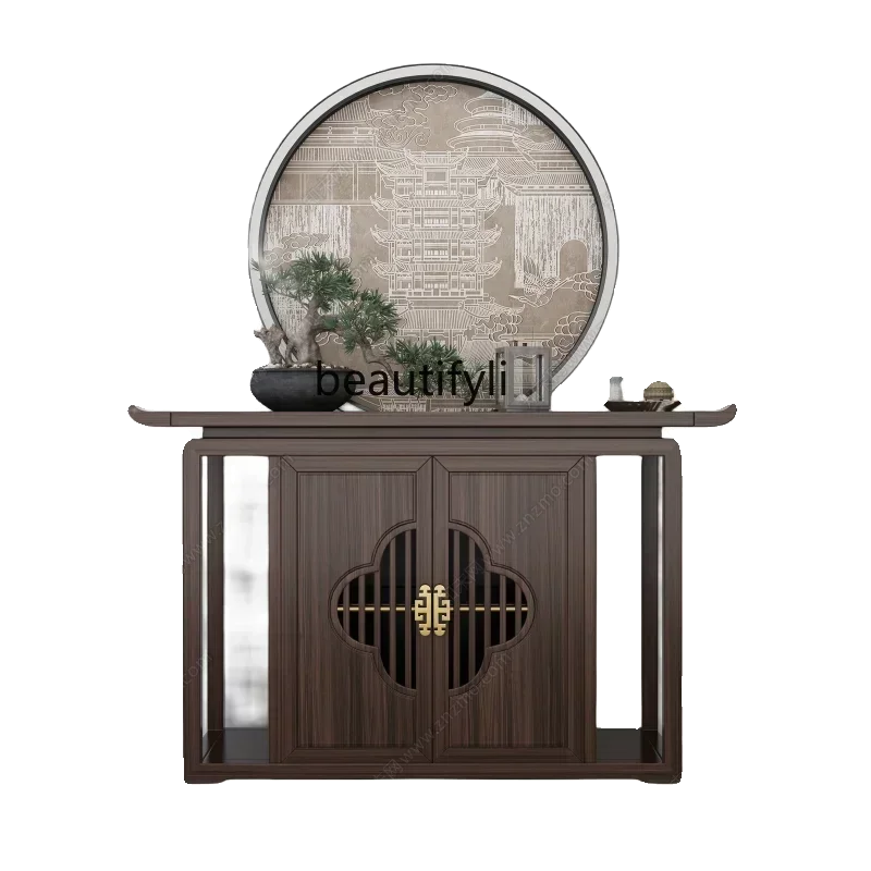 

yh New Chinese-style entrance table living room ebony wood light luxury case table, solid wood entrance cabinet