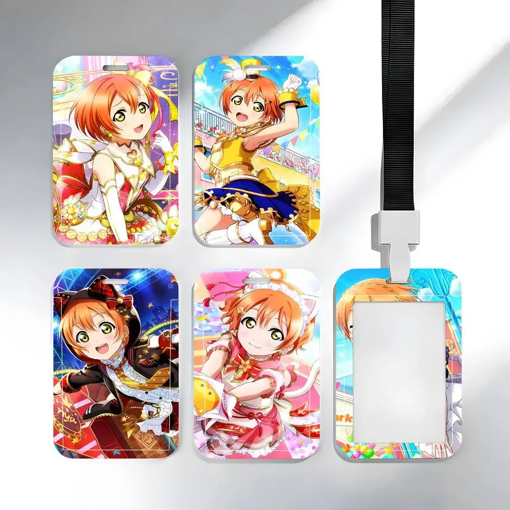 Porta Tarjetas con Cordón para el Cuello con Diseño de Personajes de Anime Hoshizora Rin, Porta Tarjetas de Identificación para Estudiantes, Porta Tarjetas de Control de Acceso
