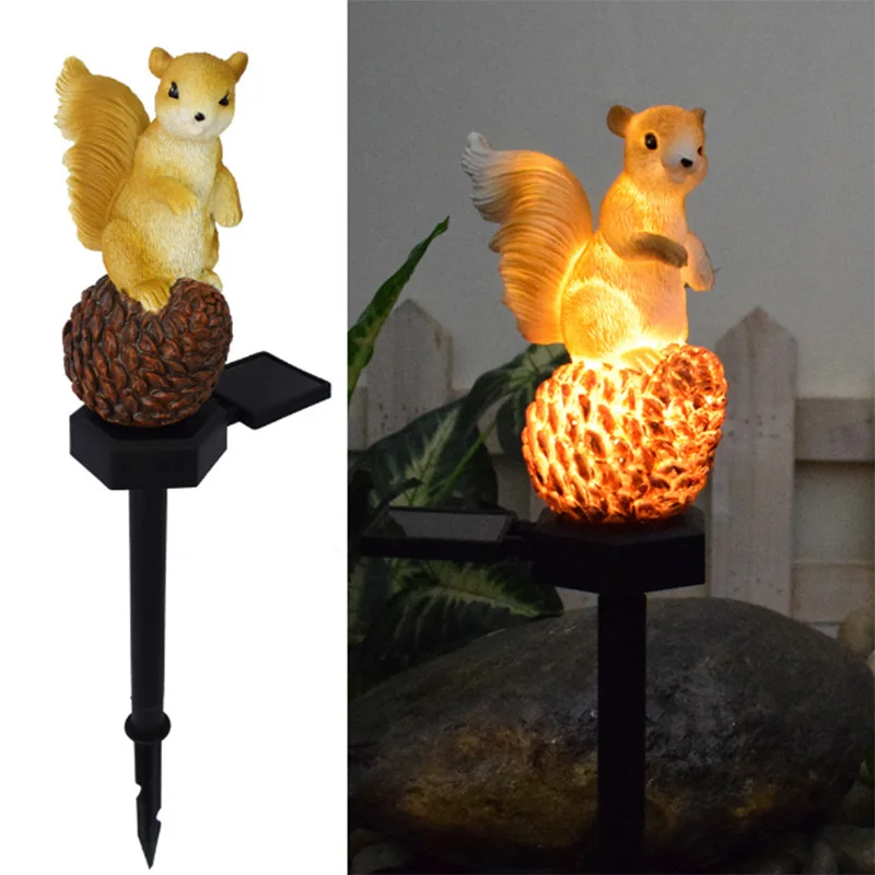 

Solar Outdoor Court Lawn Garden Light Lantern Villa Patio Waterproof Terrace Decoration Landscape Layout LED Squirrel Resin Lamp