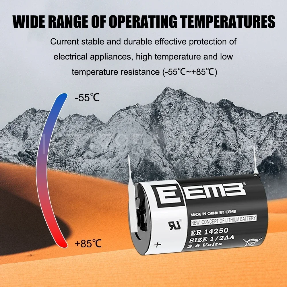 Batterie articulation lon Primaire avec Broches pour Machine PLC Électricité CNC, Écran Tactile, Sec, 3.6V LS14250 14250 ER14250, Nouveau, 2 Pièces