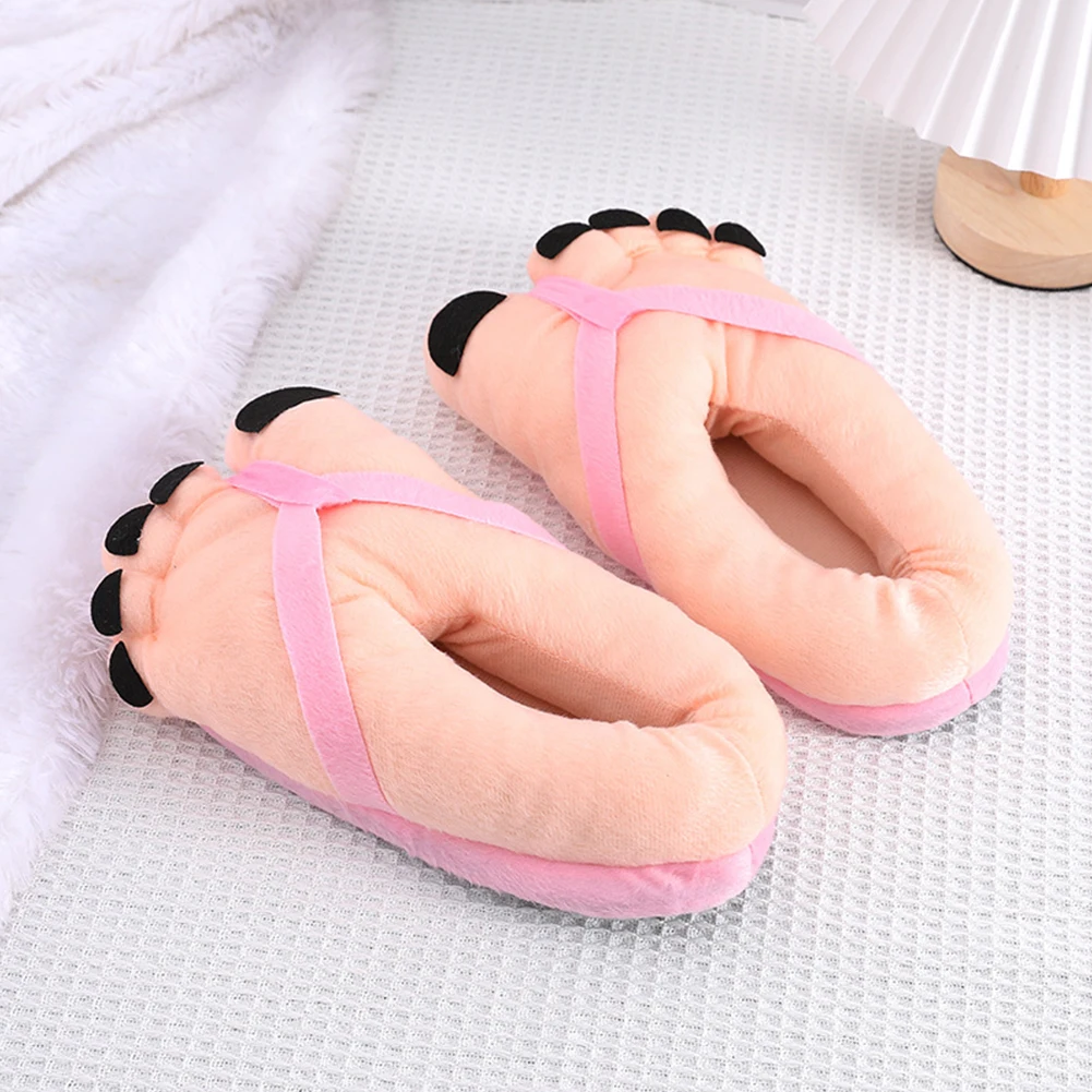 

Funny Big Toe Shoes Cartoon Fuzzy Slippers Non Slip Fluffy Couple Shoes Comfortable Plush Home Slippers for Indoor Bedroom