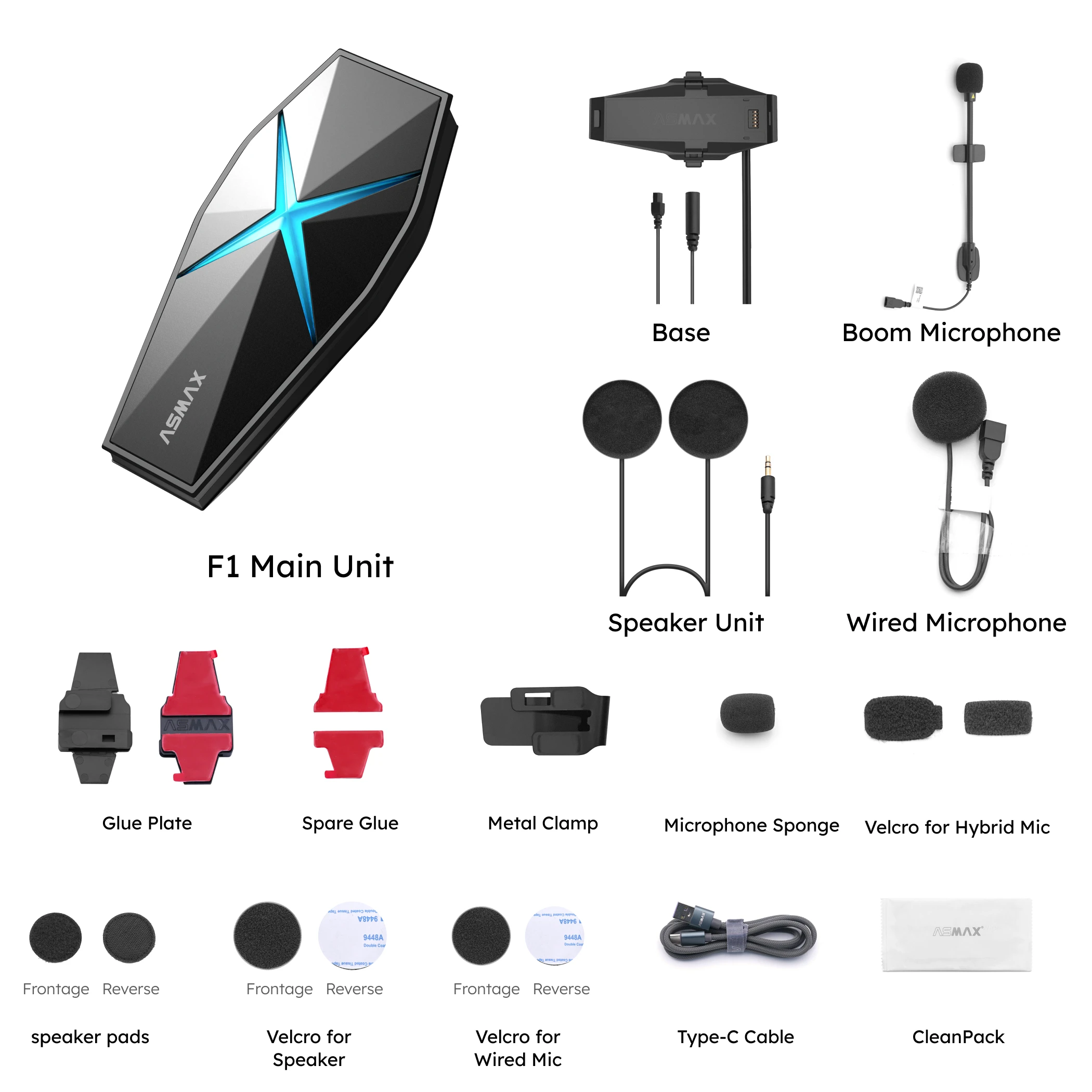 ASMAX F1 Bluetooth Motorcycle Intercom 10-Rider Group