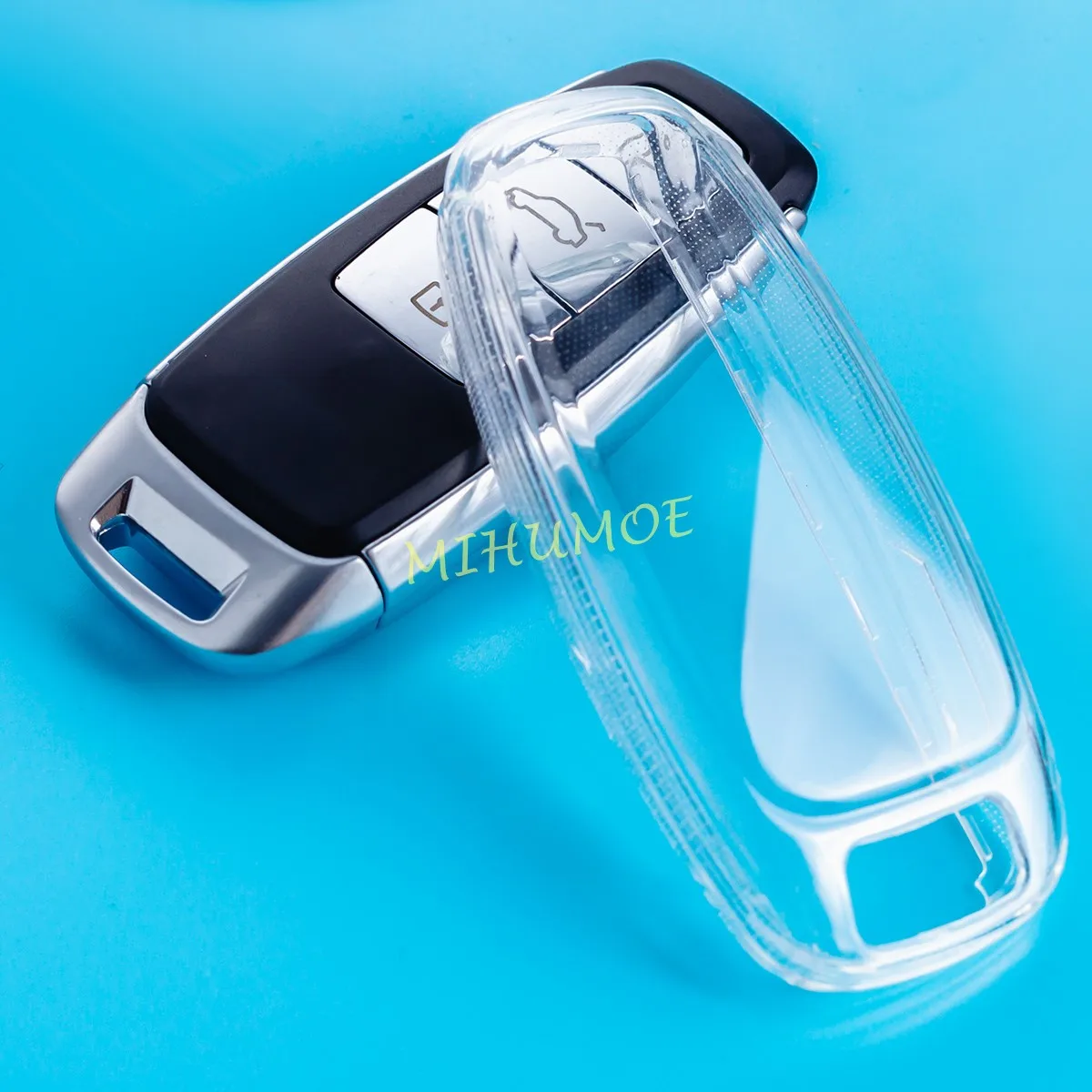 Transparent Clear Thin Car Key Fob Cover Case Bag For Audi Q7 Q8 e-tron GT A3 A6 A7 A8 S3 S6 S7 S8 2020 2021 2022 2023 2024