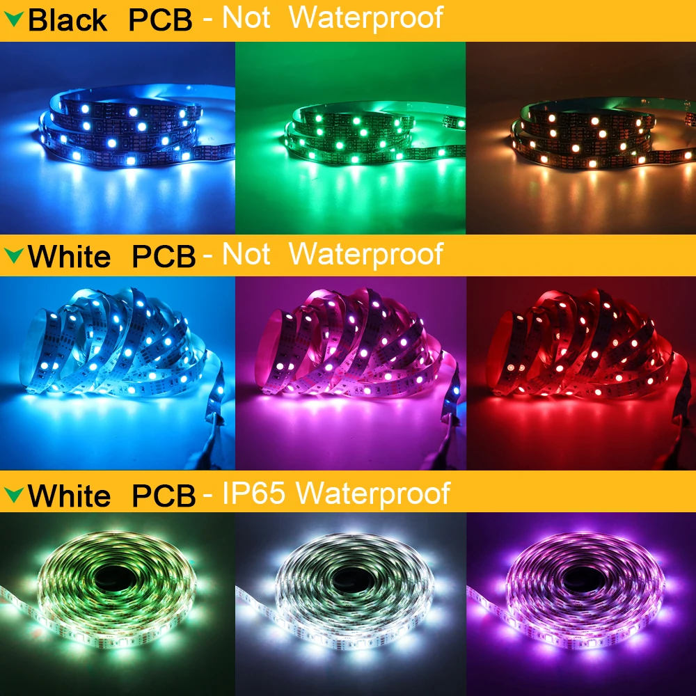 ไฟแถบไฟ LED RGB 5V 5050ชุดควบคุมพลังงานแบตเตอรี่พร้อมสวิตช์ไฟ LED เทปยืดหยุ่นกันน้ำมีริบบิ้นตกแต่งบ้าน