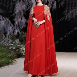 Elegant Long Red Evening Dresses for Women Beads Floor-Length A-Line Prom Party Wedding Gala Special Events Ceremony Dress 2024