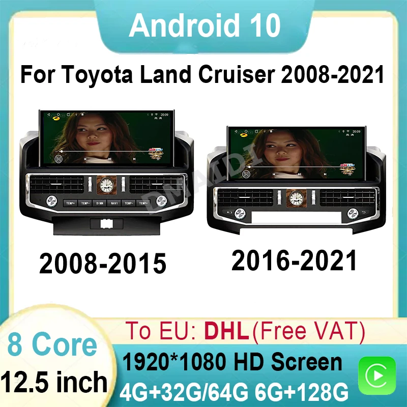 

Car Multimedia Player Android 10 For Toyota Land Cruiser 200 LC200 2008 - 2021 Carplay GPS Navigation Auto Radio Stereo 4G WIFI