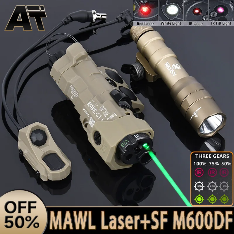 

Tactical MAWL-C1 IR Red Blue Green Dot Laser LED Weapon Light Surefir SF M600DF 1400 lumens Hunting Flashlig Airsoft Accesories