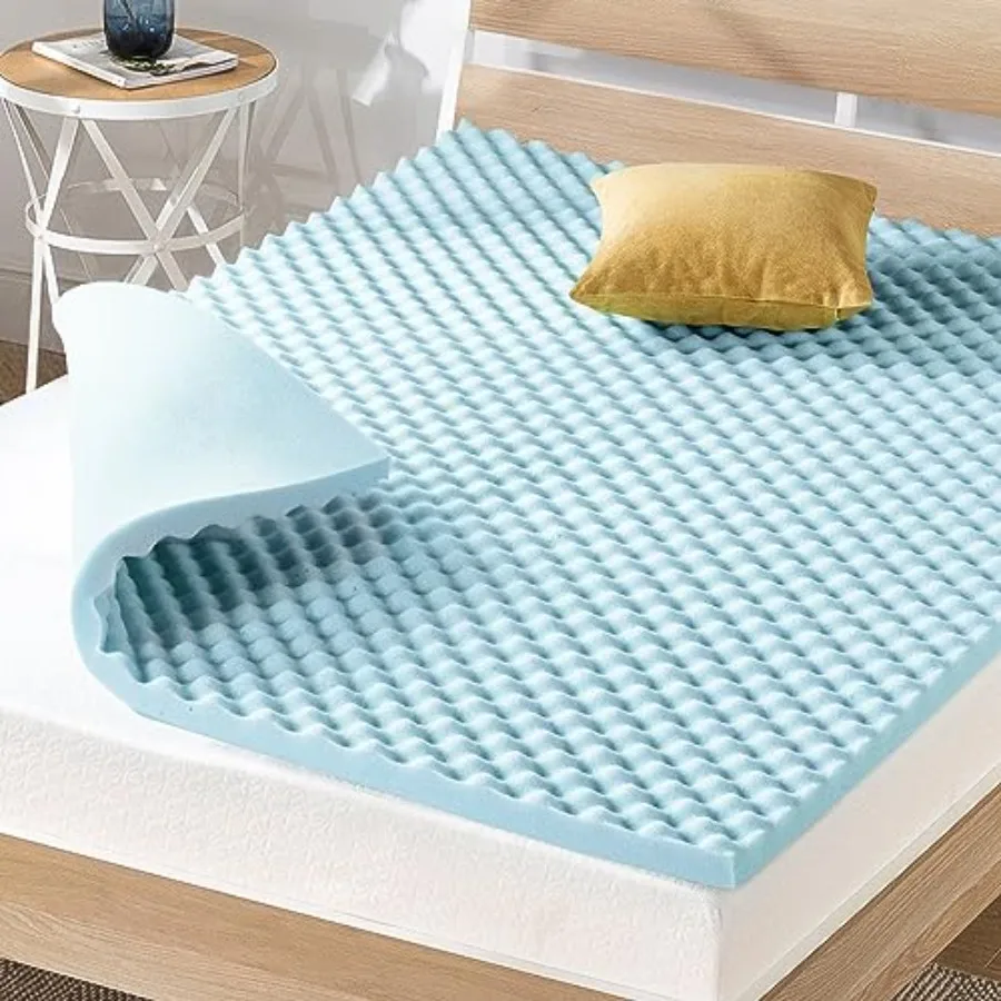

Egg Crate Memory Foam Mattress Topper Cooling Gel Infusion Dorm Essentials Blue