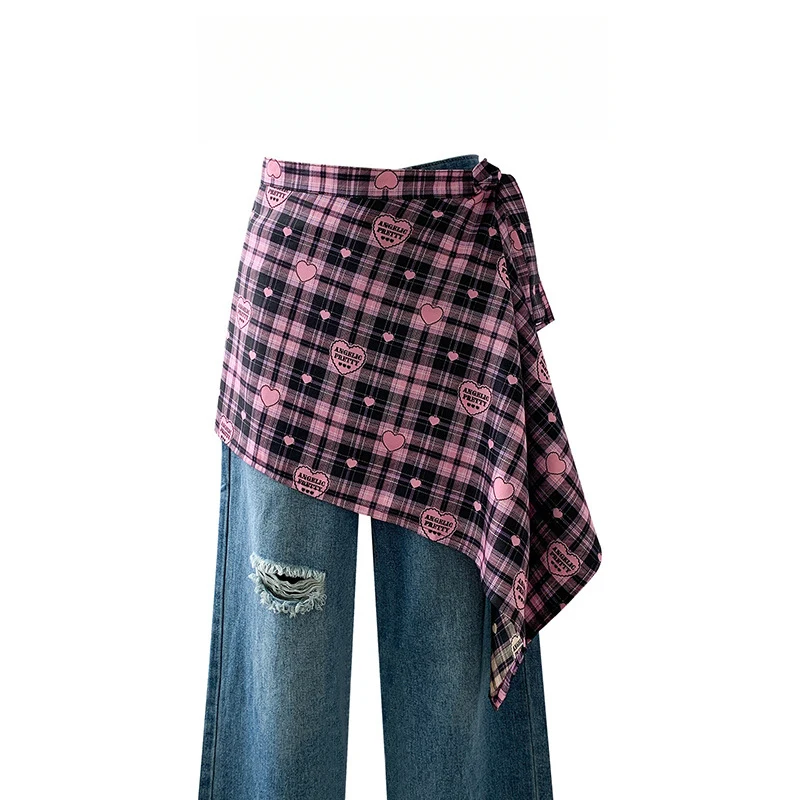 Irregular Paisley Tie Back Skirt with Waist Scarf for Women, Unique Design, Fashionable and Versatile Layered Half Skirt - Image 3