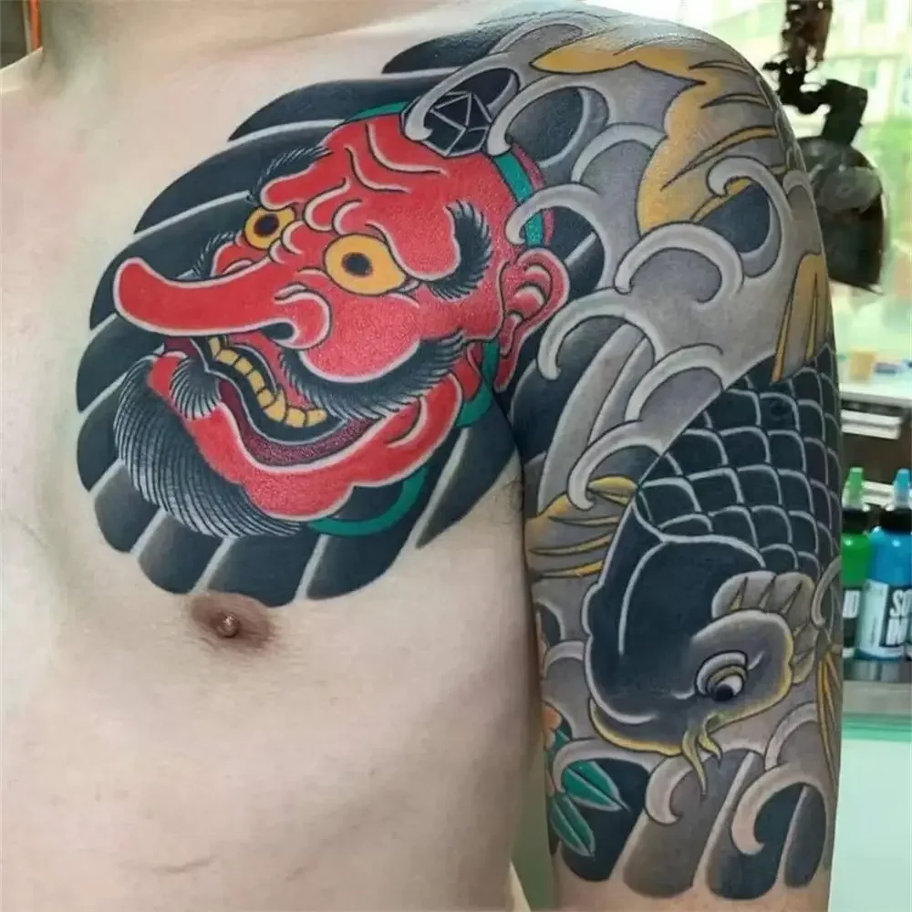 Tatuajes Temporales japoneses para mujeres y hombres, tatuaje falso tradicional, arte duradero, pegatinas impermeables, Tatuajes Temporales