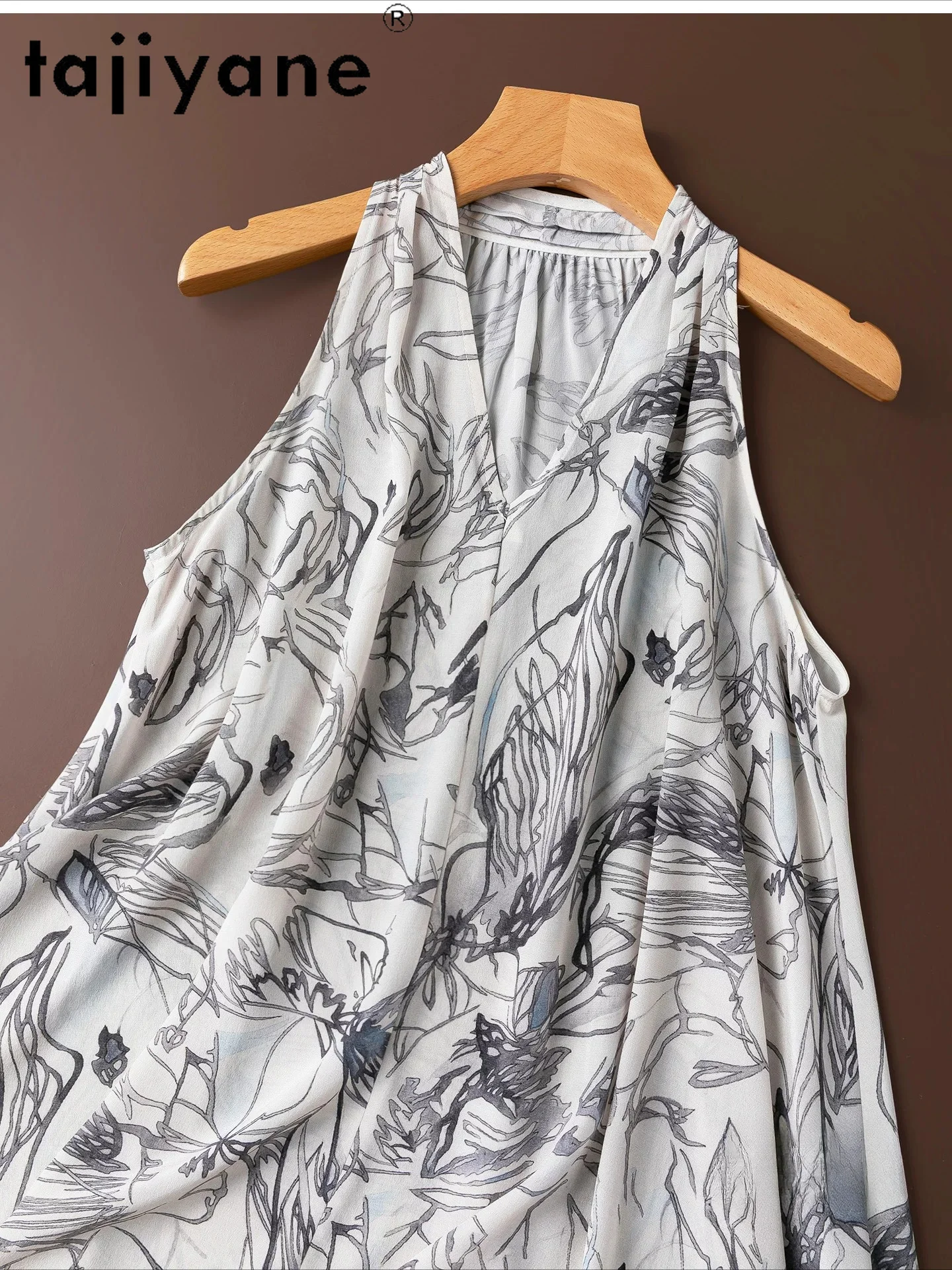 TAJIYANE 100% Mulberry Silk Women's Tanks Printed Loose A-Line Vest Vacation Sleeveless Summer Tops for Woman Clothing 2026 ropa