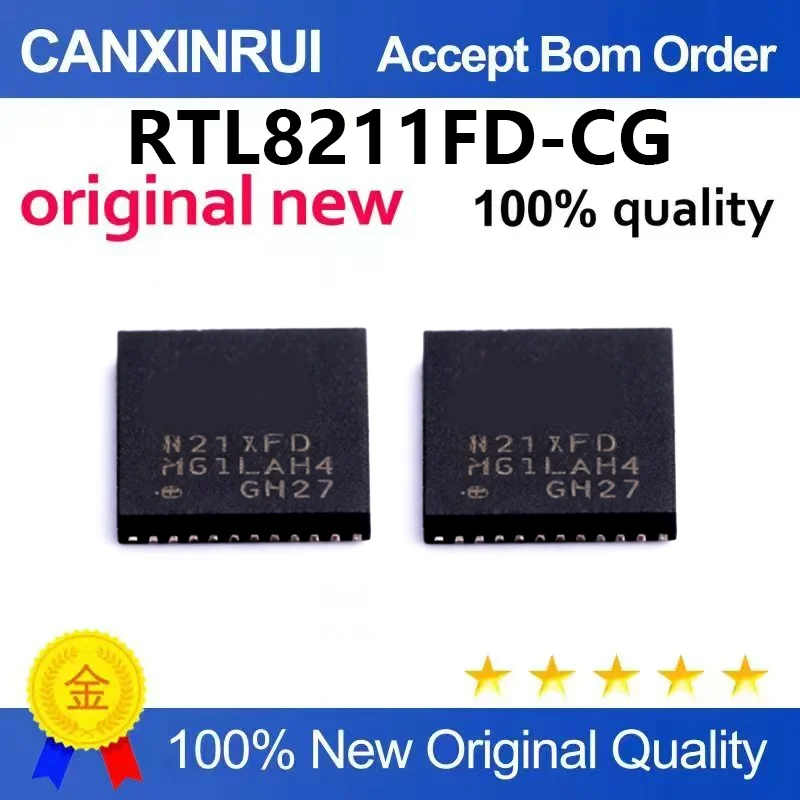 （5pcs-10pcs）Brand new original RTL8211FD-CG silk screen 8211FD package QFN40 Ethernet transceiver chip