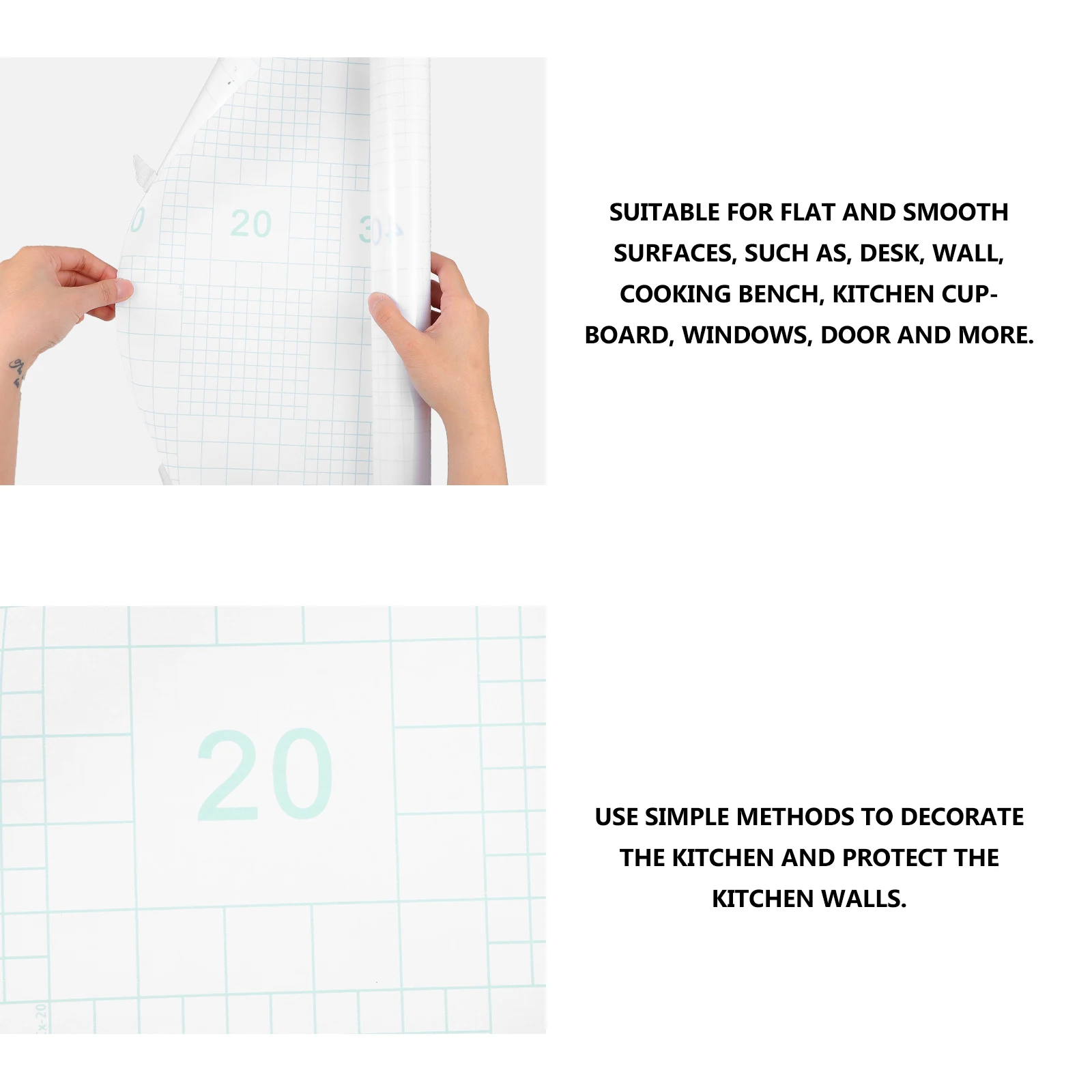 

Transparent Oil proof Stickers Waterproof High Temperature Self adhesive PET Wall Kitchen Desk Smooth Surfaces Easy Cut No