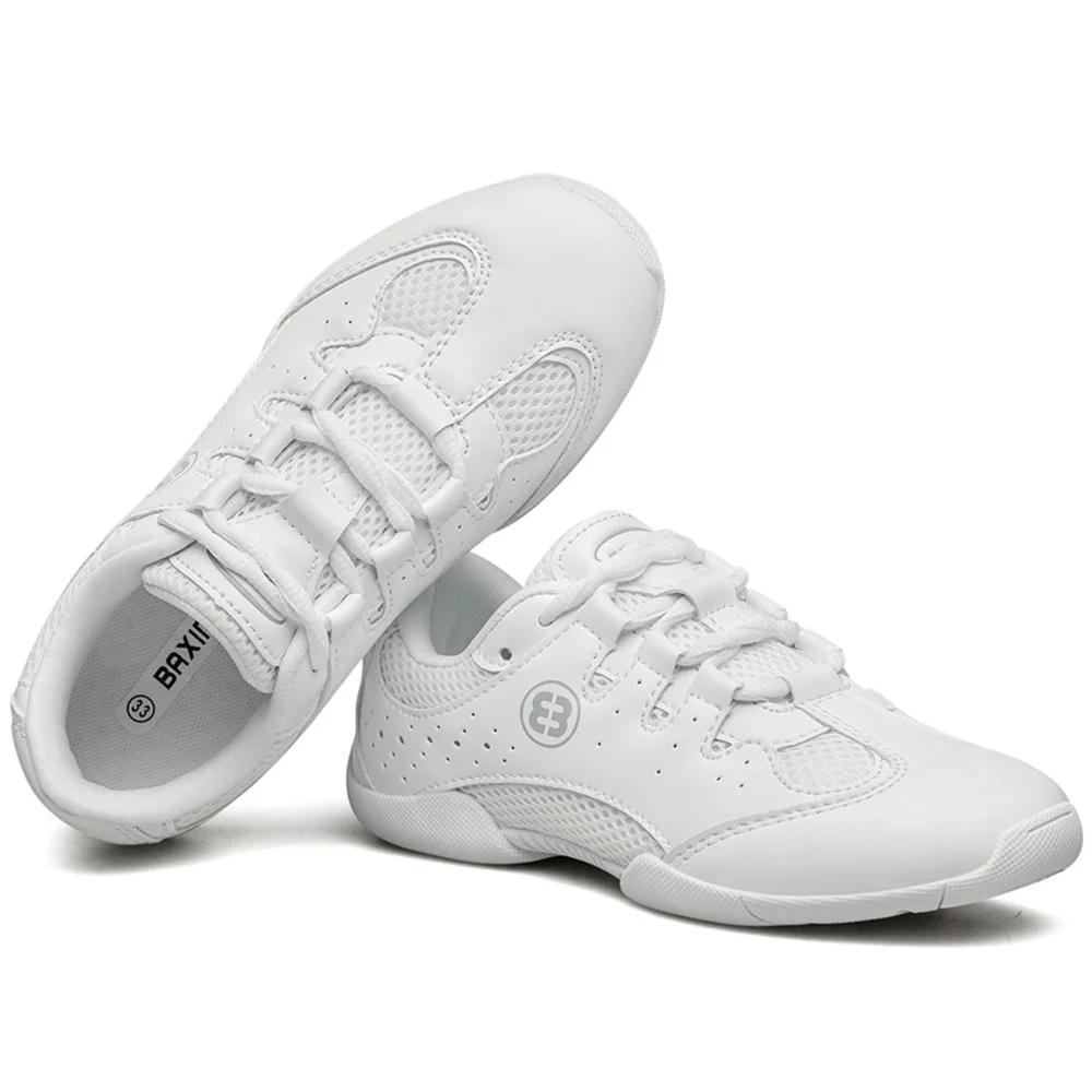 Baxinier Meisjes Witte Cheerleading Schoenen Lichtgewicht Jeugd Cheer Wedstrijd Sneakers Kids Ademende Training Dans Tennisschoenen