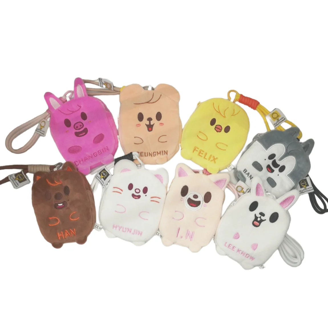 16pcs/lot 12cm Cute Animal Dog Bear Plush Handheld Coin Purse Storage Bag charms Keychain