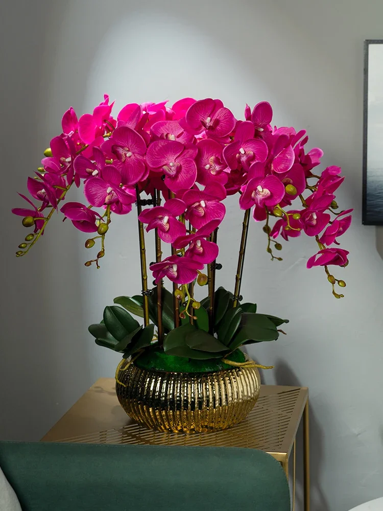 Artificial Phalaenopsis Orchid Indoor Living Room Front Desk Decoration Furnishings Fake Floral Potted Plants