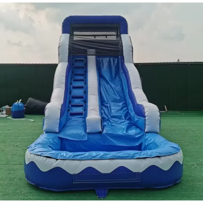 Commercial PVC Inflatable Water Slide Pool Wavy Palm Tree Pattern Dry Wet Use for Home Playroom Outdoor Fun Large Size Giant